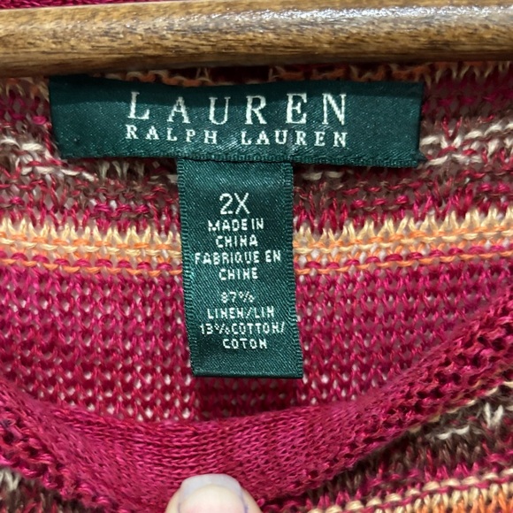 Lauren Ralph Lauren Woven Linen/Cotton Knit Striped Tank Top in size 2x - Picture 2 of 4